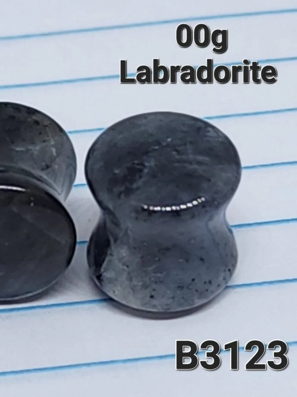 00g Organic Black Labradorite Plugs Tunnels Gauges B3123